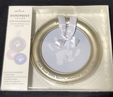 Hallmark Baby Handprint Frame Baptism Goldtone Boy Girl