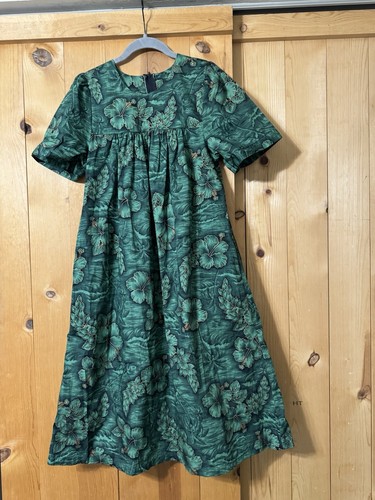 vtg royal creations hawaiian Green Midi Dress 1 Pocket XS. Or Teens - Picture 4 of 21