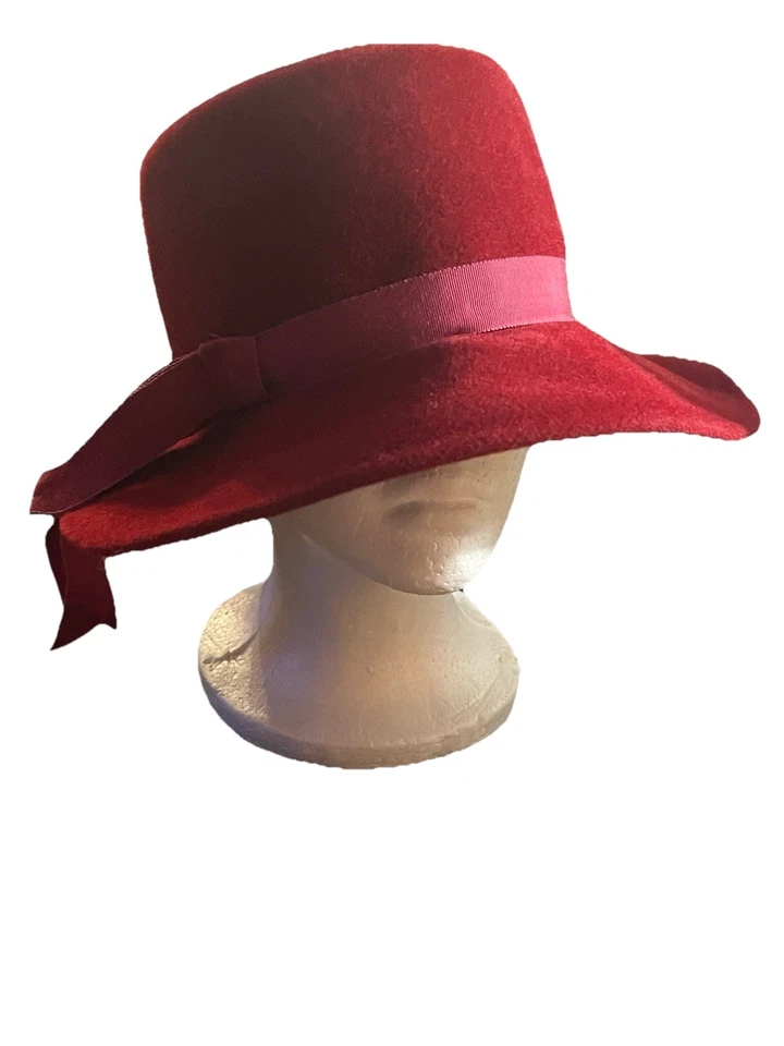 VTG Genuine Velour Cranberry Large Brim Hat. Beautiful - Image 2 of 4