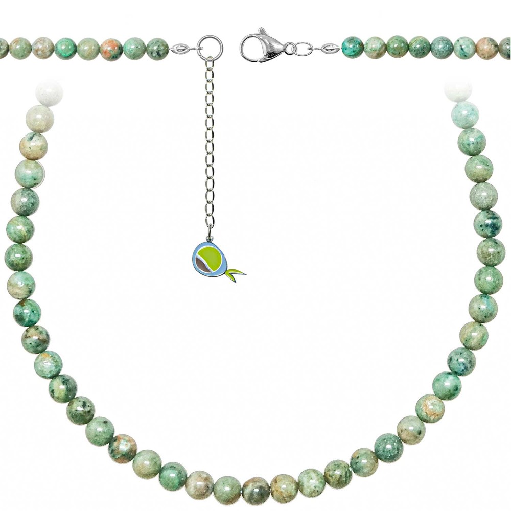 Collier en chrysocolle de qualité supérieure, perles 6 mm d'exception en 60 cm