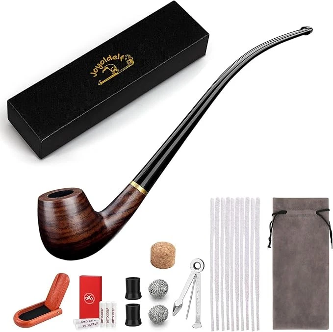 Long Smoking Pipe - Churchwarden Wooden Pipe For Smoking With 3 - In - 1 Pipe Scraper, Pipe Reamer & Other Pipe Accessories In Gift Box (Brown - Foto 7