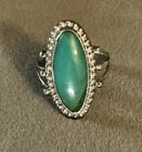 Vintage Sterling Silver Green Onyx Agate Navajo Style Ring Size 7 1/4 Artisan