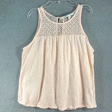 Lauren Conrad Top Womens Medium Soft Pink Sleeveless Lacy Cotton/Modal Blend