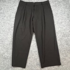 Fashion Nova Chino Pants Mens 40 Black High Rise Pleated Stretch Straight Leg