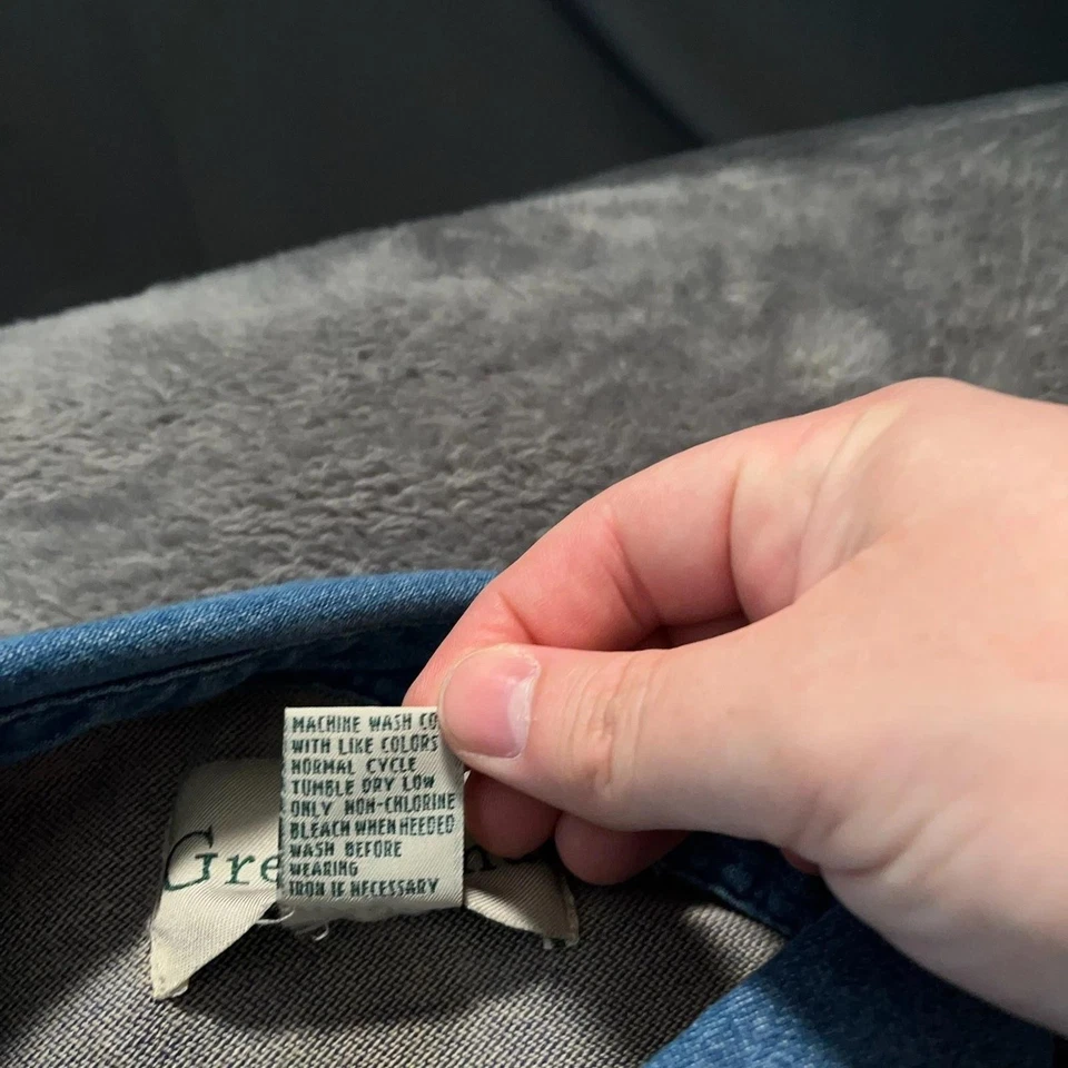 Vintage GreatLand Shirt Mens XL Gray Denim Collar Button Up Long Sleeve 90s - Image 4 of 4