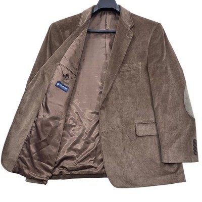 Stafford Classic Fit Brown Corduroy Blazer Suede Elbow Patches Mens 48R