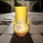 Roseville Ixia Yellow 1937 Vintage Art Deco Pottery Ceramic Flower Vase 857-8