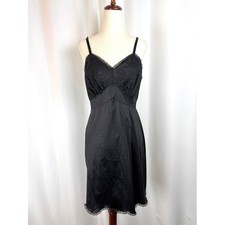 Vintage Vanity Fair Whimsigoth Lace Trim Dark Coquette Slip Dress Small
