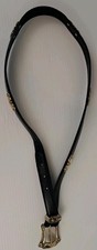 Vtg Fossil Womens Lg. Black Leather Concho Belt Silver Tone Ornate Buckle Heart