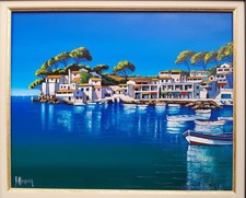 Guy Pellequer L'Anse Méjean Dipinto Olio Su Tela Autentico Mazarin 41x33cm