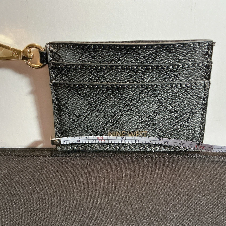 Women’s Nine West Wallet Gray/Blue Faux Leather 3 Card Slots w/ Knot Charm - Imagem 4 de 4