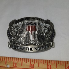 Vintage Belt Buckle Truck Drivers Move The Nation Tractor Trailer 1987 USA Made
