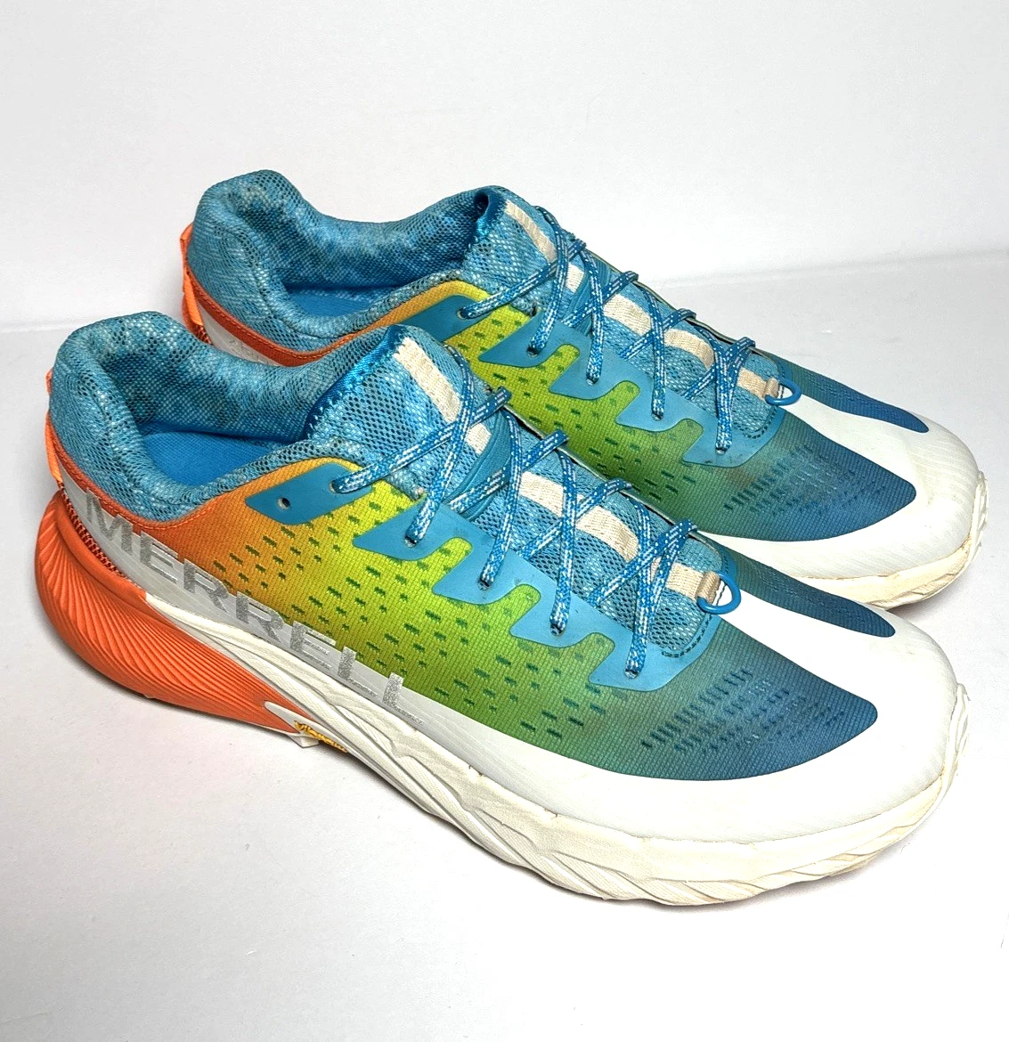 MERRELL Agility Peak 5 Trail Running Shoes Orange/Blue Mens 11 Read Description