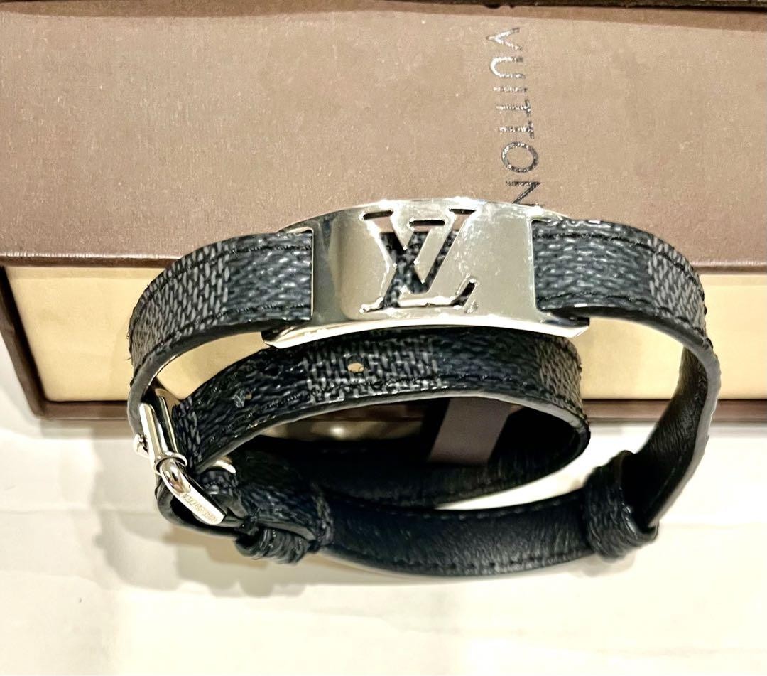 LOUIS VUITTON ブラックレザーブレスレット LOUIS VUITTON ルイ・ヴィトン ブレスレット メンズ ブランド