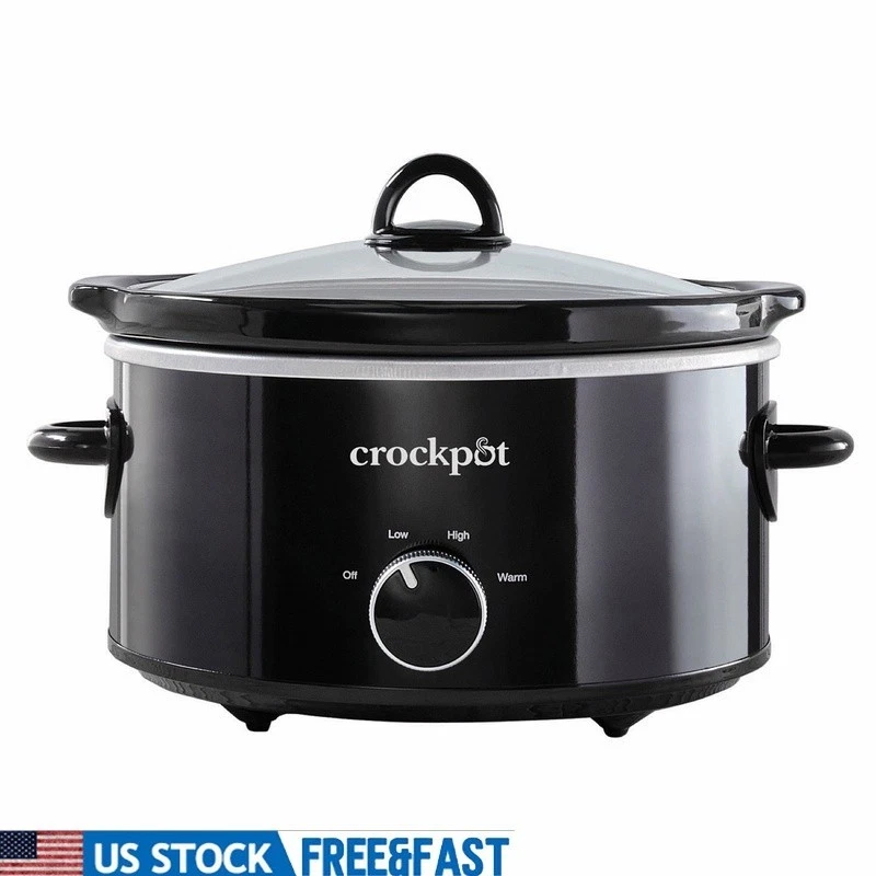 4 Qt Classic Slow Cooker 3 Heat Settings Dishwasher Safe Removable Stoneware Pot