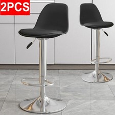 2X BLACK BREAKFAST BAR STOOL SWIVEL ADJUSTABLE KITCHEN COUNTER METAL BASE STOOLS