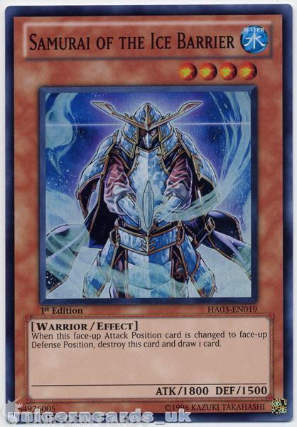 HA03-EN019 Samurai of the Ice Barrier Super Rare 1st Edition Mint YuGiOh Card