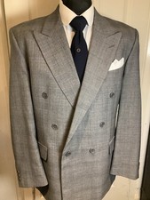 Men’s Vintage Double Breasted Suit Prince Of Wales Check 40R W36 L30 1940s Style