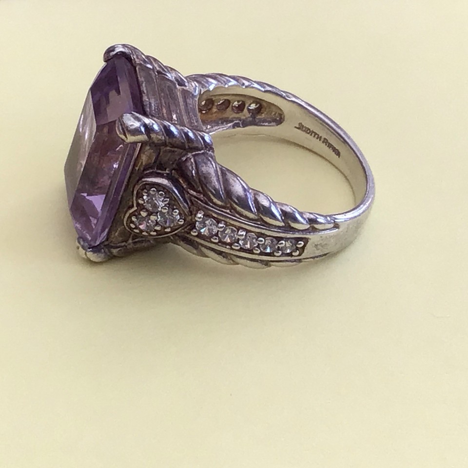 Judith Ripka Sterling Silver Rose de France Amethyst ring size 7 Rare ...