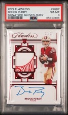 2022 Flawless Brock Purdy Signature Gloves RPA Ruby (2/10) PSA 8
