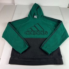 Adidas Sweatshirt Youth Extra Large Green  Black Faded Logo Pullover Hoodie