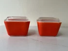 Vintage PYREX Red Refrigerator Dish 501  B With Lid Set Of 2