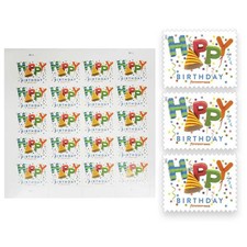 USPS Happy Birthday Forever Stamps 2021 - Sheet of 20 Postage Stamps