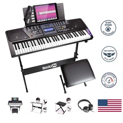 Electronic 61-Key Piano Set with LCD Display, Stool, Headphones & Learning Aids