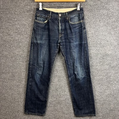 Levi's Made & Crafted Ruler Straight Denim Jean Mens Blue Button Fly Size 32x34