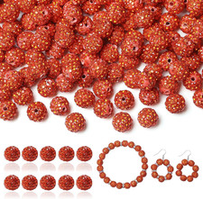 120Pcs 10Mm Tangerine Rhinestone Beads Baseball Beads for Crafting, Shiny round