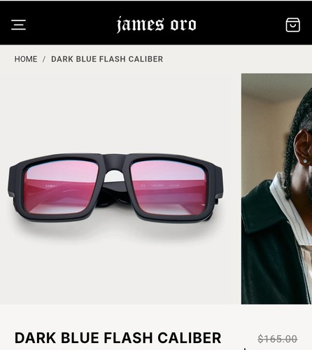 James Oro Caliber Sunglasses Dark Blue Flash Rectangular Frame