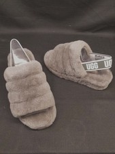 UGG Women's Fluff Yeah Slippers Slides Soft Charcoal Size 10 NEW NO BOX 