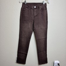 DG2 Diane Gilman Women's Jeans NWT Brown Size 2 Zip Ankles Sty 010324 Stretch