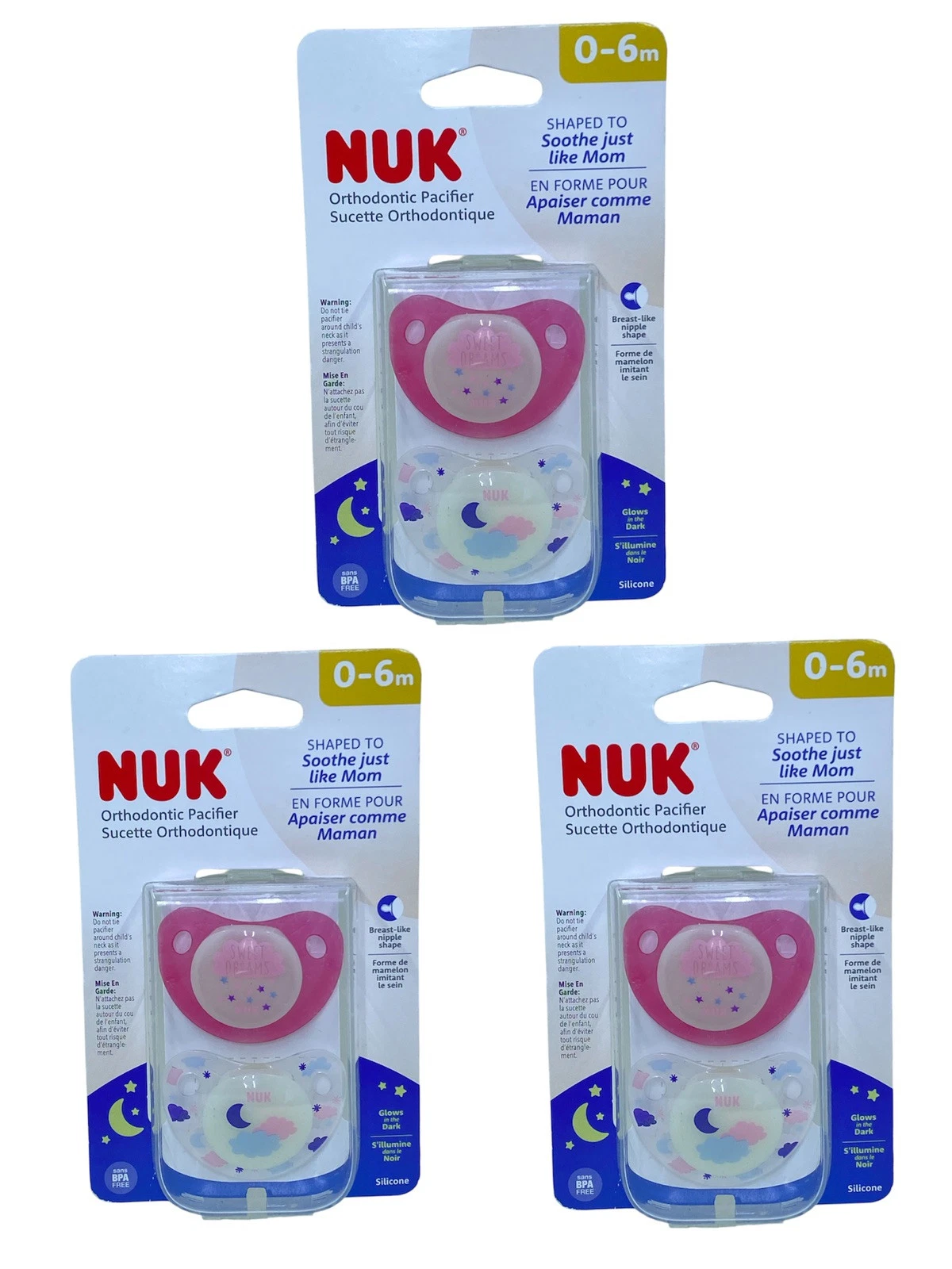 Nuk Orthodontic Pacifiers Set of 3 BPA Free 0-6 Month Silicone Glows in the Dark
Opens in a new wind