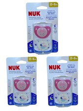Nuk Orthodontic Pacifiers Set of 3 BPA Free 0-6 Month Silicone Glows in the Dark