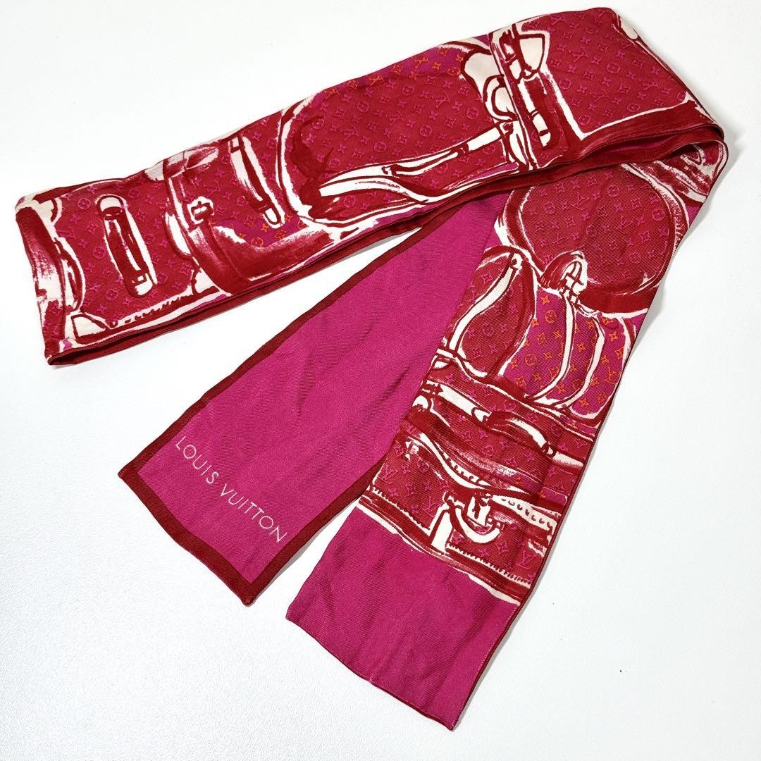 Louis Vuitton Bandoo Trunk Scarf Red Pink Monogram
