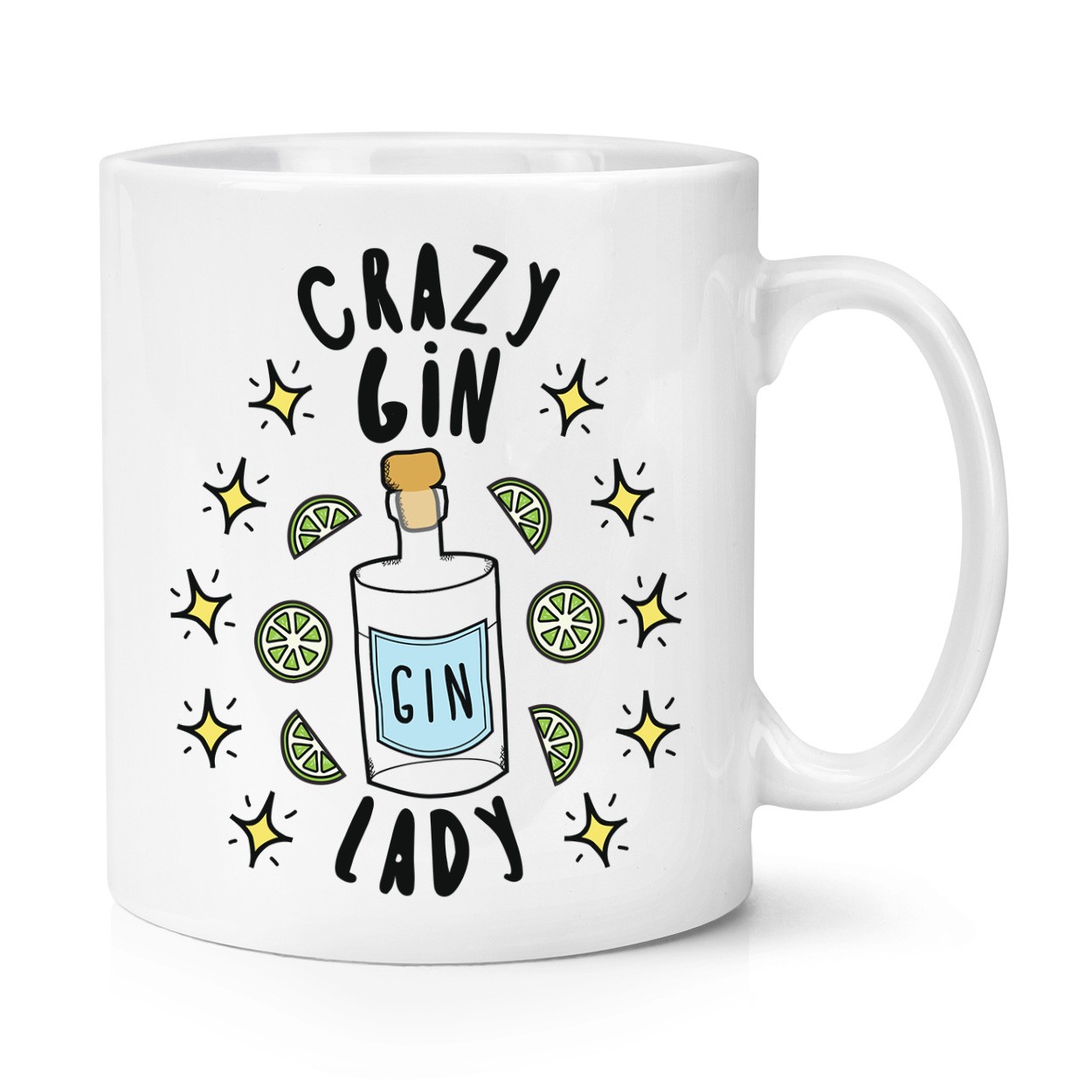 Crazy Gin Lady Stars 10oz Mug Cup Funny Joke Drunk Alcohol And Tonic