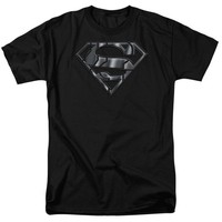 Dc Comics Superman Mech Shield T-Shirt Kurzarm Herren Unisex Schwarz