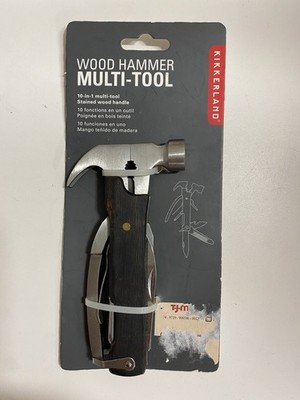 Kikkerland Wooden Hammer Multi-Tool 10-In-One Stainless Steel With Wood Handle
