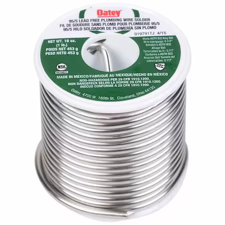 Oatey 22018 Lead Free Solder, 0.117 In. Dia., 1 Lb.
