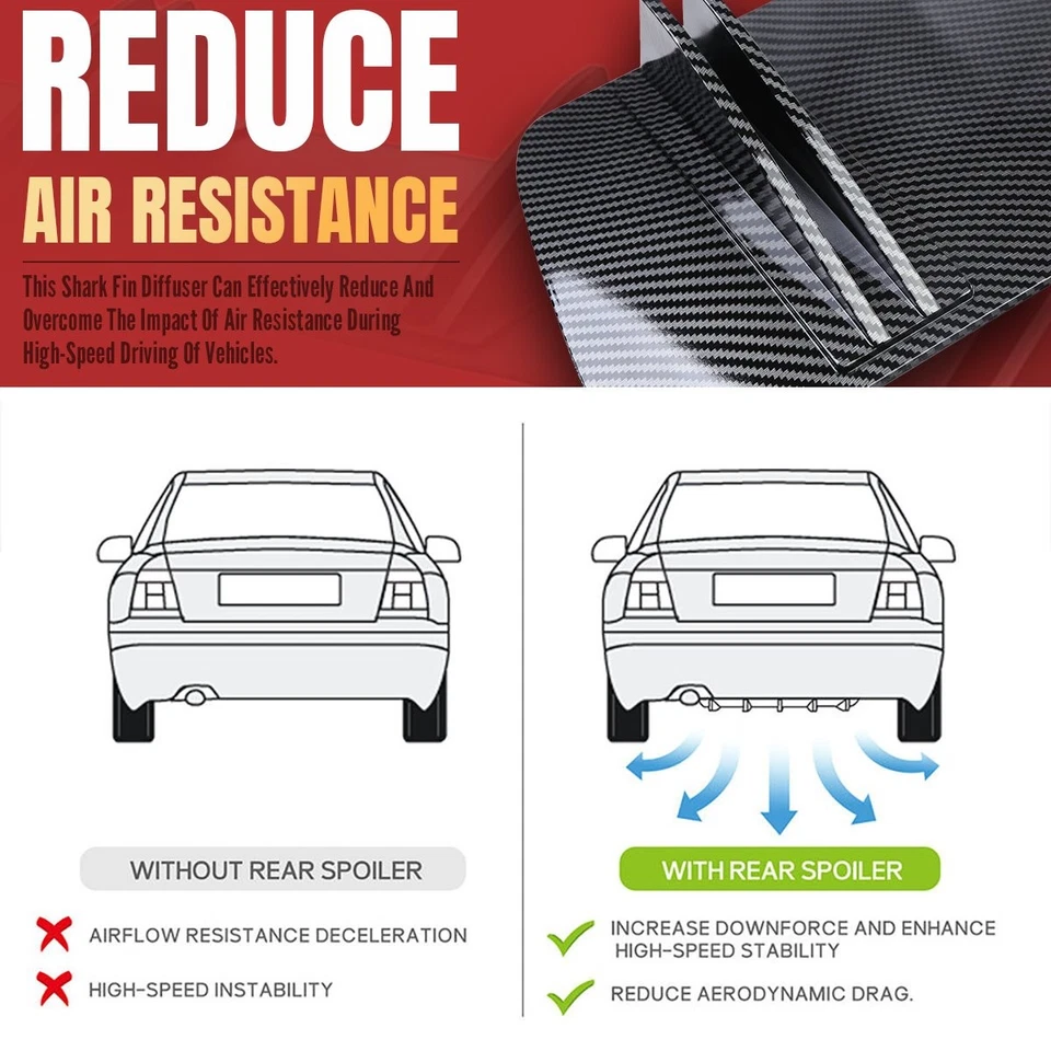 For Porsche 911 Car Rear Bumper Diffuser Lip Spoiler Splitter Body Kit Carbon Foto 3 de 4