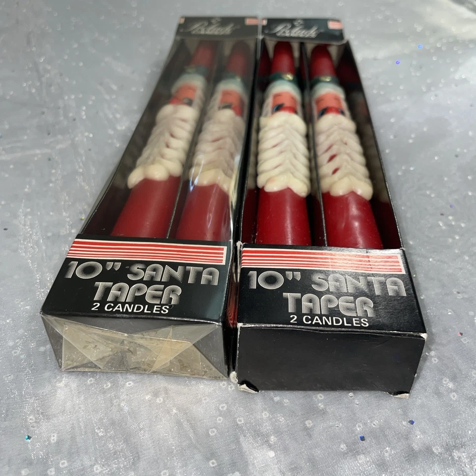 Santa & Holly 10” Candelabros Decoración Navidad 2 Pares-Cajas Originales Foto 3 de 4