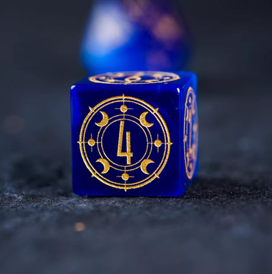 Custom Royal Blue Cat's Eye Dice Set D&D COC Cthulhu TRPG MTG Polyhedral