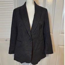 HM Womens Charcoal Grey Single Button Blazer Jacket Lined Size L