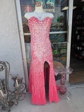 Sherri Hill Coral/Pink Sequin Beaded Rhinestone Pageant Prom Gown Dress Size 4 S