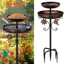 Double Metal Bird Bath for Outside Garden Birdbath Bowl Vintage Copper 42 Inch
