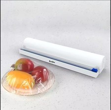 Plastic Wrap Dispenser with Built-in Cutter - Kitchen Cling Film Holder & Cutter