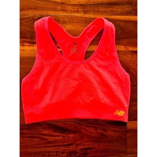 New Balance Women Athletic Sports Bra Racerback Neon Coral XL TC