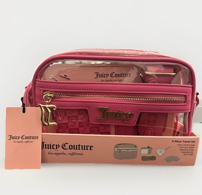NWT Juicy Couture 5 Piece Clear Camera Bag Travel Set
