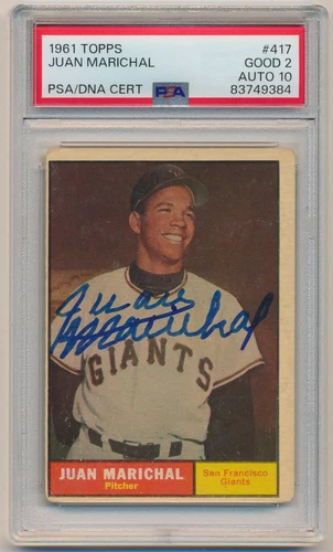 JUAN MARICHAL #417 1961 Topps Baseball RC PSA/DNA AUTO 10 PSA 2 GIANTS
